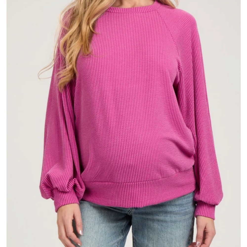 Maternity Pink Ribbed Knit Sweater